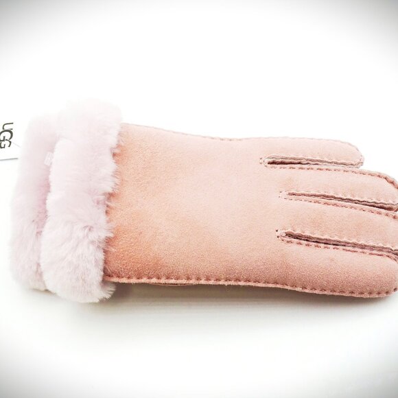 UGG Pink Color Genuine Dyed Shearling Slim Side Vent Gloves  Size L - Picture 4 of 9